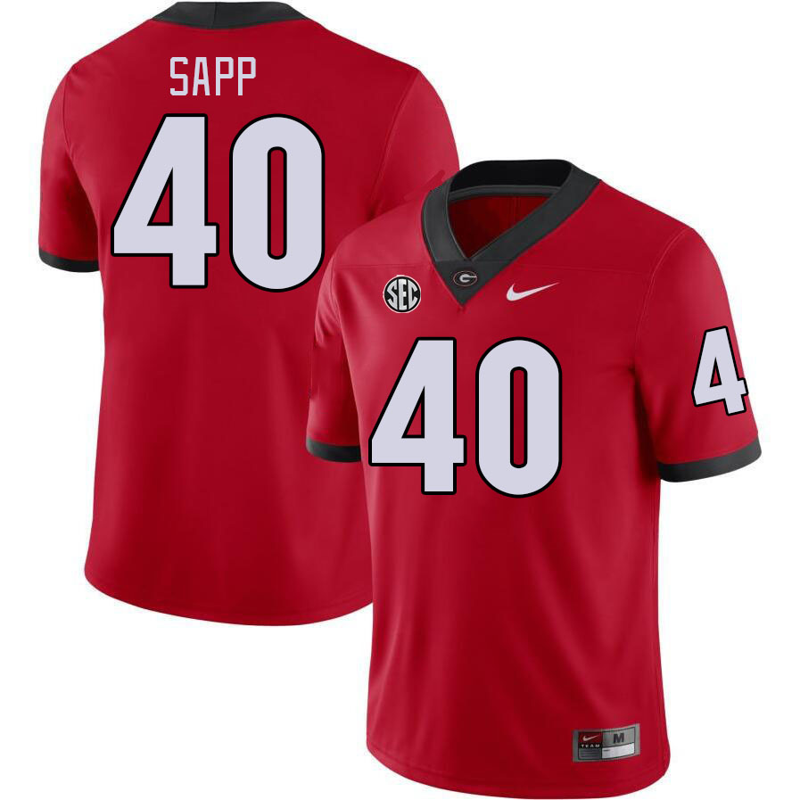 #40 Theron Sapp Georgia Bulldogs Jerseys Football Stitched-Retro Red